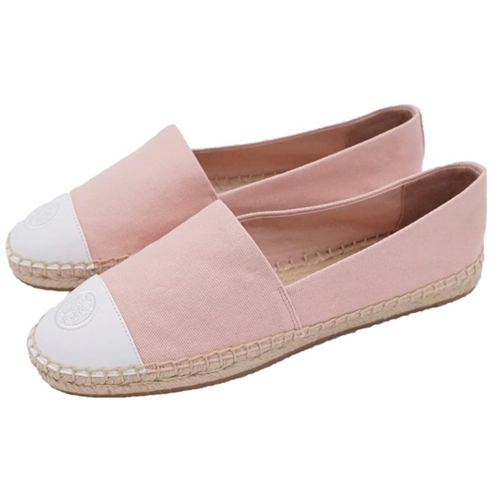 Tory Burch Seashell Pink and White Block Espadrilles size 6.5